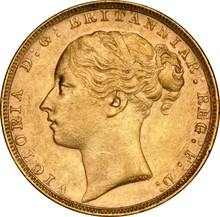 1885 Gold Sovereign Coin Queen Victoria Young Head NGC AU58