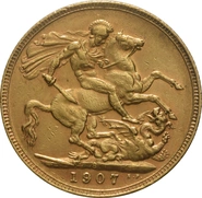 1907 Gold Sovereign Coin Edward VII Sydney