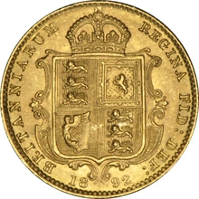 1892 Gold Half Sovereign Queen Victoria Jubilee Head Shield Back NGC MS63