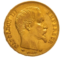 1860 20 French Francs Gold Coin Napoleon III A
