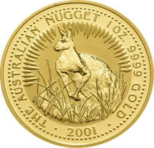 2001 Australian Kangaroo Gold Nugget Coin 1oz
