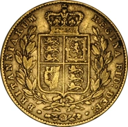 1847 Gold Sovereign Coin Queen Victoria Young Head Shield Back