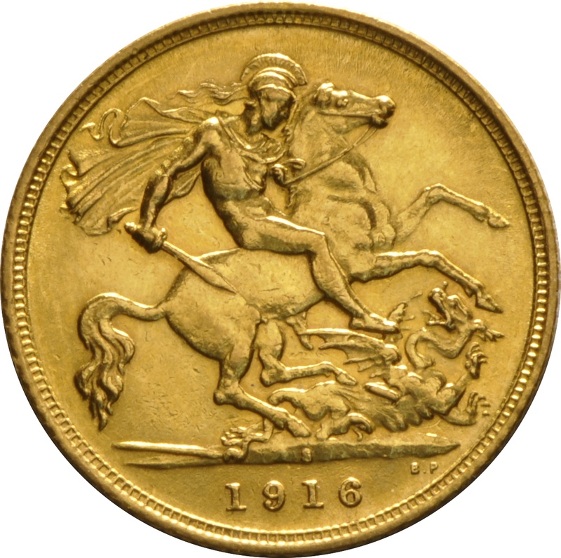 1916 Gold Half Sovereign - King George V - S
