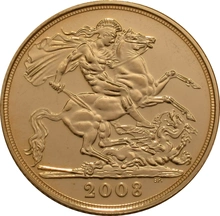 2008 Gold Sovereign Coin Elizabeth II Fourth Head