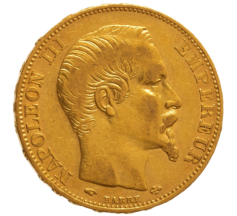 1858 20 French Francs - Napoleon III Bare Head - A