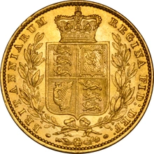 1852 Gold Sovereign Coin Queen Victoria Young Head Shield Back NGC AU58