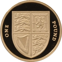 2009 Proof Gold 1 Pound Coin UK Royal Arms Shield Boxed