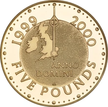 1999 2000 Proof Gold Crown £5 Coin Millennium Boxed