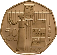 2003 Proof 50p Gold Coin Womens Social and Political Union Boxed