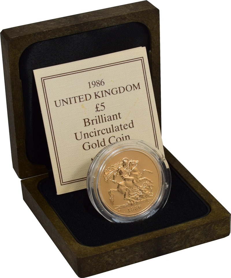 1986 Gold £5 Coin Brilliant Uncirculated Boxed