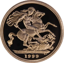 1999 Proof Gold Sovereign 4 Coin Set Boxed