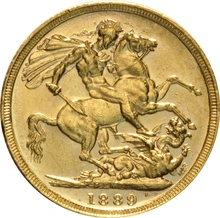 1889 Gold Sovereign Coin Queen Victoria Jubilee Head Melbourne