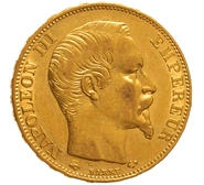 1857 20 French Francs Gold Coin Napoleon III A