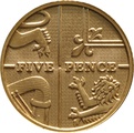 2015 Gold Proof 5p Five Pence Piece - Royal Shield - 4th Portrait