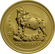 1997 Year of the Ox Gold Coin 1oz Perth Mint Australian Lunar Series