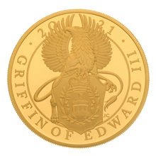 2021 Proof 5oz Griffin of Edward III Gold Coin Queen's Beasts Boxed