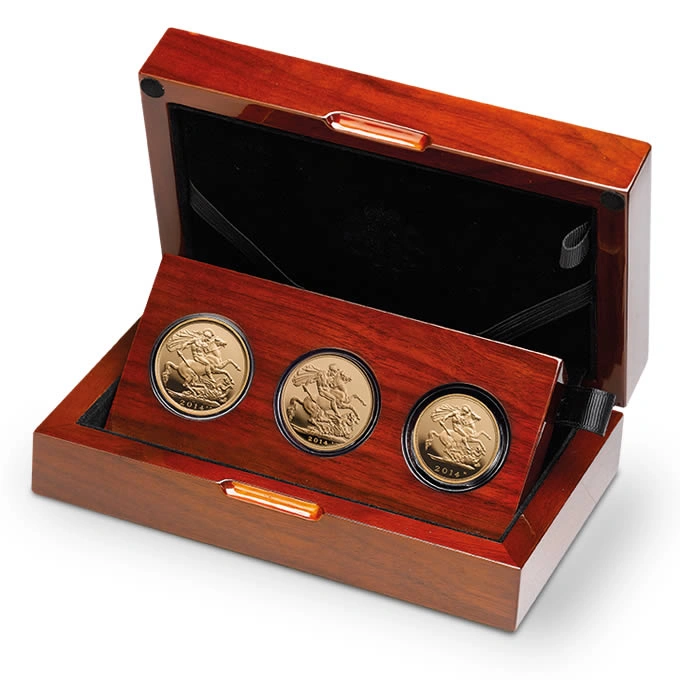 2014 Proof Gold Sovereign Premium 3 Coin Set Boxed