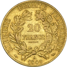 1849 20 French Francs Gold Coin Ceres A NGC AU53