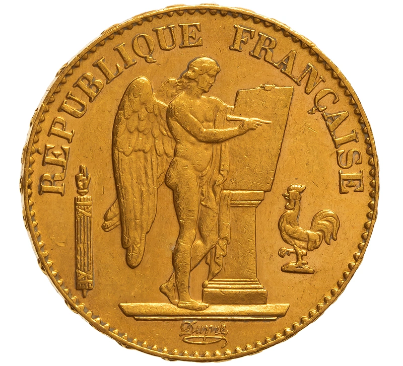 1897 French 20 Francs Gold Coin Guardian Angel A