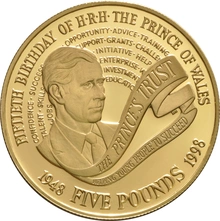 1998 Proof £5 Gold Crown Coin with £50 note Boxed