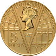 2001 Proof Gold Crown £5 Coin Victoria 100th Anniversary