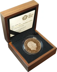 2008 Proof Gold Crown £5 Coin Prince of Wales 60th Birthday Boxed
