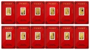 12 x 5g Gold Bars Complete Lunar Calendar Set PAMP