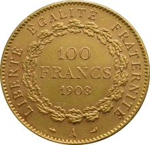 French 100 Francs Gold Coin Guardian Angel