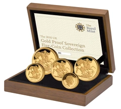 2010 Proof Gold Sovereign 5 Coin Set Boxed