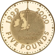 1999 2000 Proof Gold £5 Coin Quintuple Sovereign Millennium