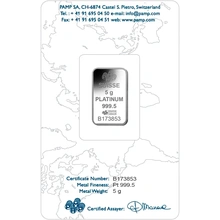 5g Platinum Bar PAMP Lady Fortuna Minted