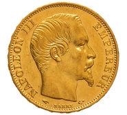 1859 20 French Francs - Napoleon III Bare Head - A