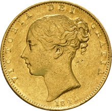1842 Gold Sovereign - Victoria Young Head Shield Back- London