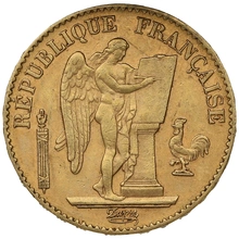 1892 French 20 Francs Gold Coin Guardian Angel A