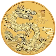 2024 Year of the Dragon Gold Coin 1/4oz Perth Mint Australian Lunar Series