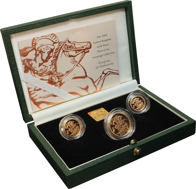 2000 Proof Gold Sovereign 3 Coin Set Boxed