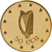 1990 Irish 50 ECU Gold Coin