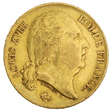 1816 20 French Francs - Louis XVIII Bare Head - A