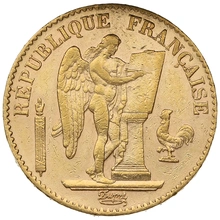 1895 20 French Francs Gold Coin Guardian Angel Genius A