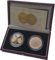 1997 + 2007 - Gold Five Pound Proof Coin set, Diamond and Golden Wedding Anniversary