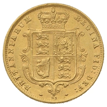 1876 Gold Half Sovereign Queen Victoria Young Head Shield Back
