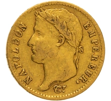 1812 French 20 Francs Gold Coin Napoleon I Laureate Head W