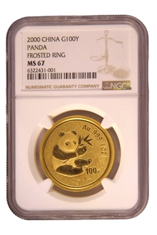 2000 1oz Chinese Panda Gold Coin Frosted Ring NGC MS67