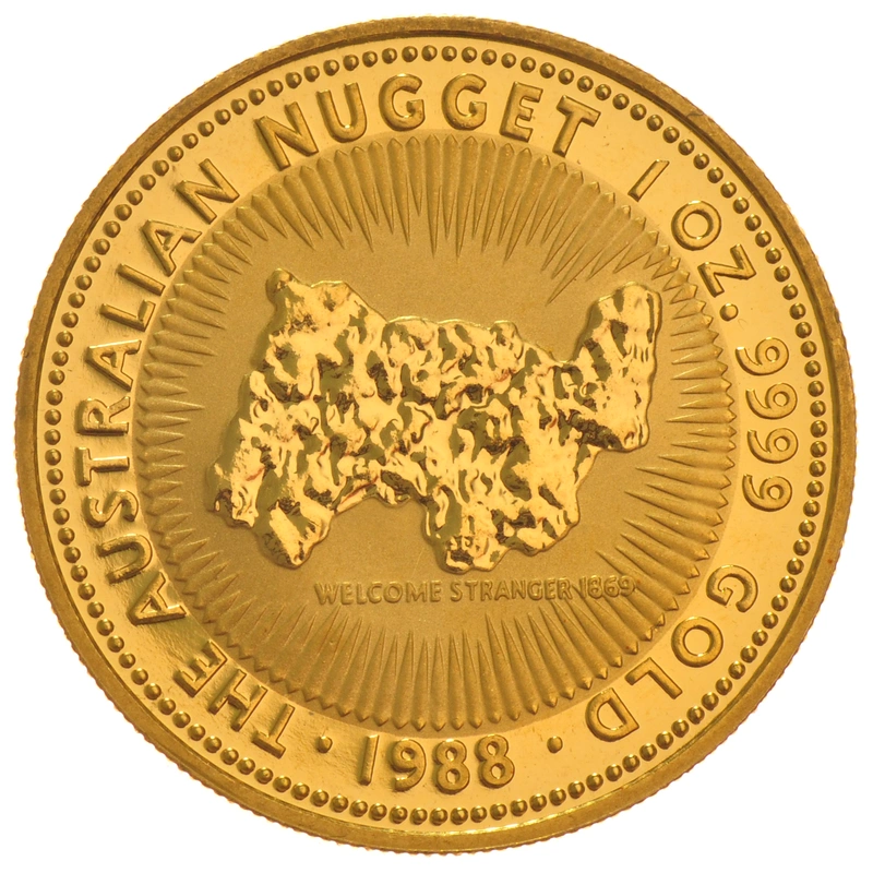 1988 Australian Kangaroo Gold Nugget Coin 1oz
