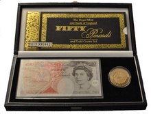 2000 - Gold Five Pound Proof Coin with £50 note, Millennium