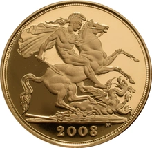 2008 Proof Gold Sovereign Coin Elizabeth II Fourth Head