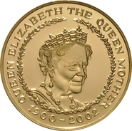 2002 Proof Gold £5 Coin Quintuple Sovereign Queen Mother Memorial