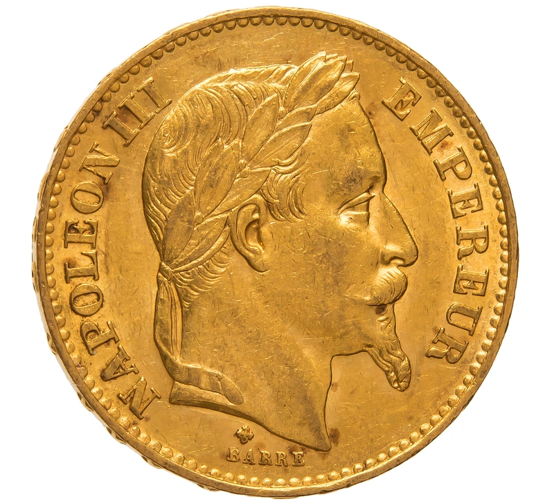 1869 20 French Francs Gold Coin Napoleon III BB