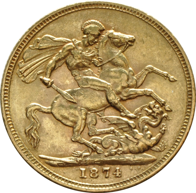 1874 Gold Sovereign Coin Queen Victoria Young Head