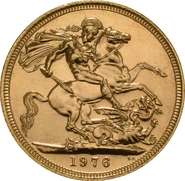 1976 Gold Sovereign Coin Elizabeth II Decimal Portrait
